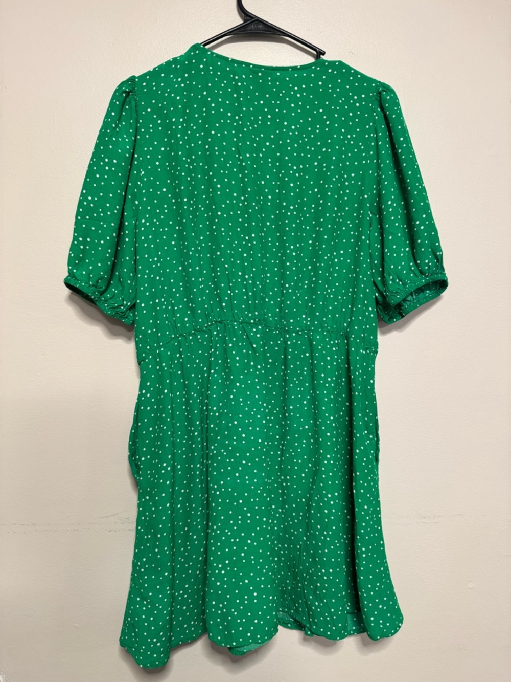 A New Day Green Polka Dot Faux Wrap Mini Dress - Picture 4 of 6